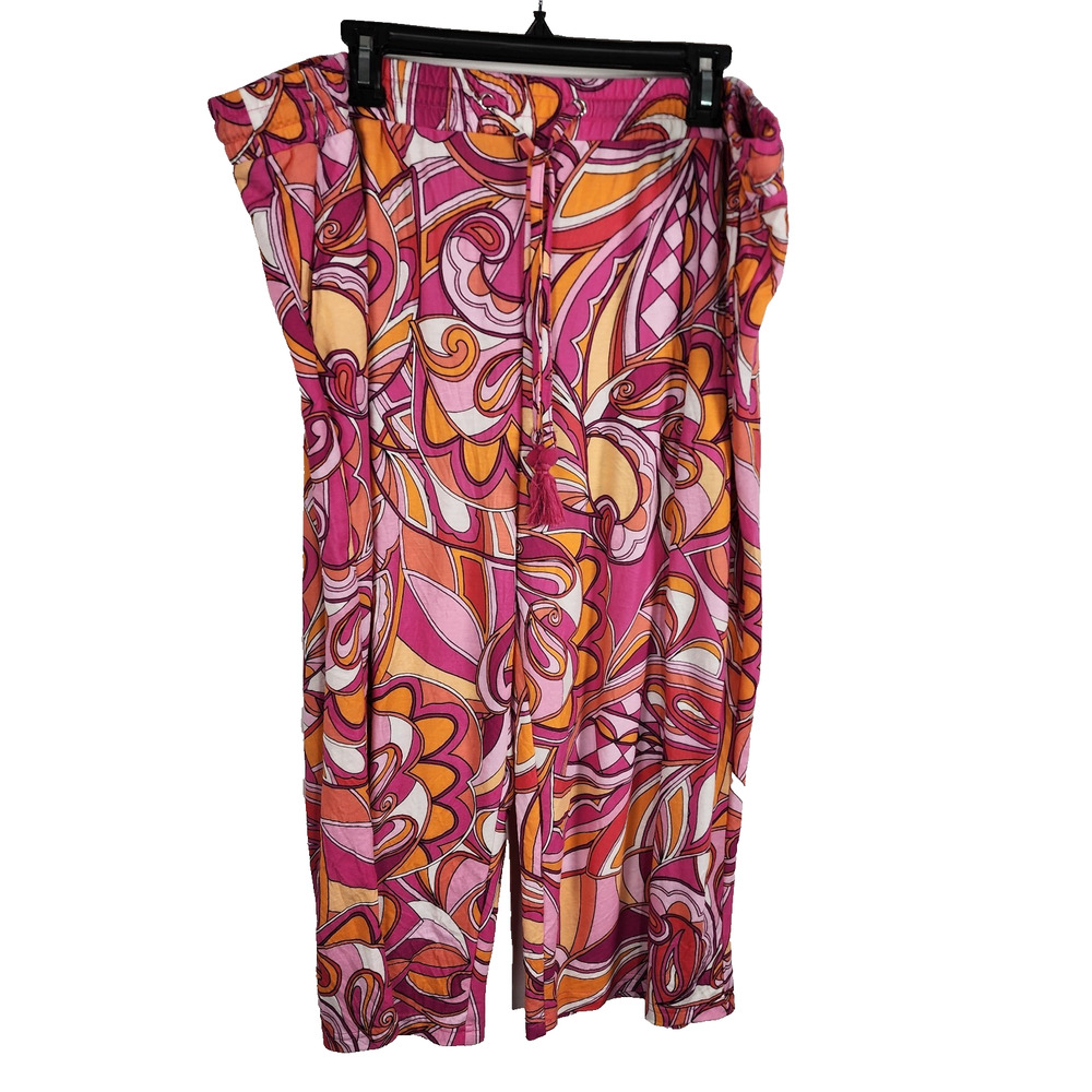 Belle Beach Kim Gravel Womens Petite Cabana Knit Cropped Beach Pant 2XP Pink